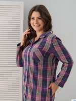 Туника Д-119/клетка-баклажан