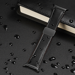 Ремешок из натуральной кожи черного цвета от Dux Ducis для смарт часов Samsung Watch Ultra 47мм, серия YA Series