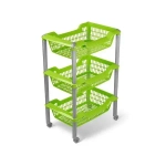 Этажерка универсальная Джета 3 корзины на колесиках салатовая С735СЕР (комплект 4 шт)