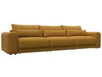 Диван прямой Лига-056 НПБ Лонг, BRUT 10 желтый, Велюр, 129144