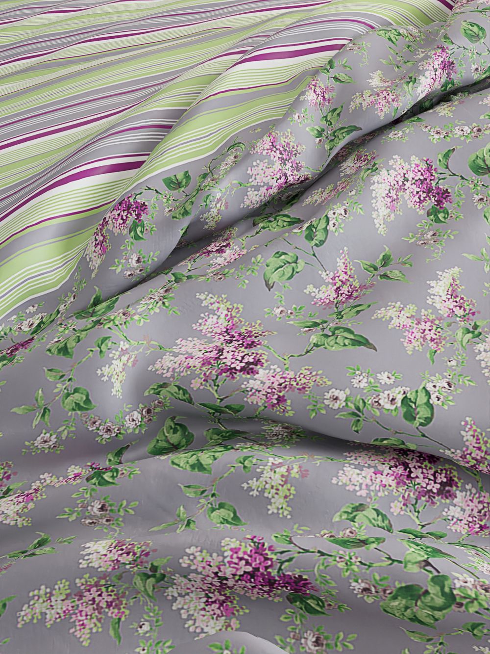 Постельное белье Сказка "Сирень/Аромат сирени" 2-спальный Наволочка 50х70 см 2 шт Простынь на резинке 160х200 см Пододеяльник 175х215 см, перкаль