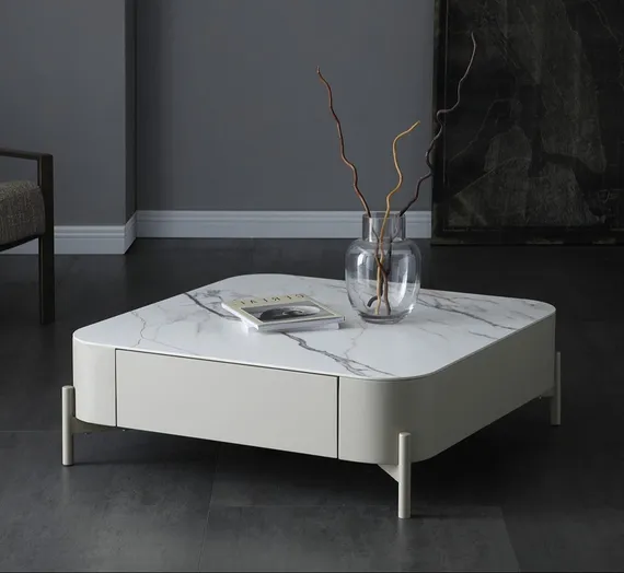 Журнальный столик с выдвижными ящиками Nomu, 90х90 см, керамика