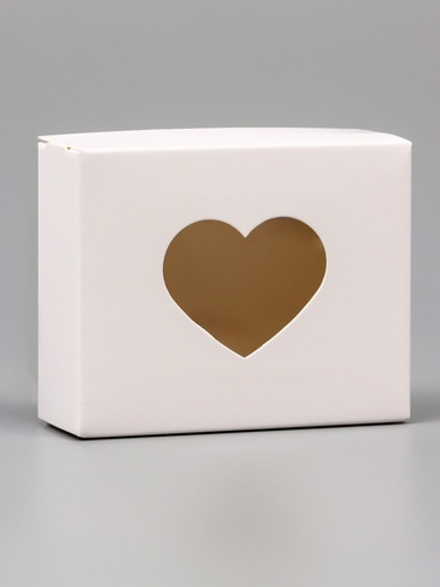 Коробка складная «Сердца», белый, с окном, 10×8×3.5 см