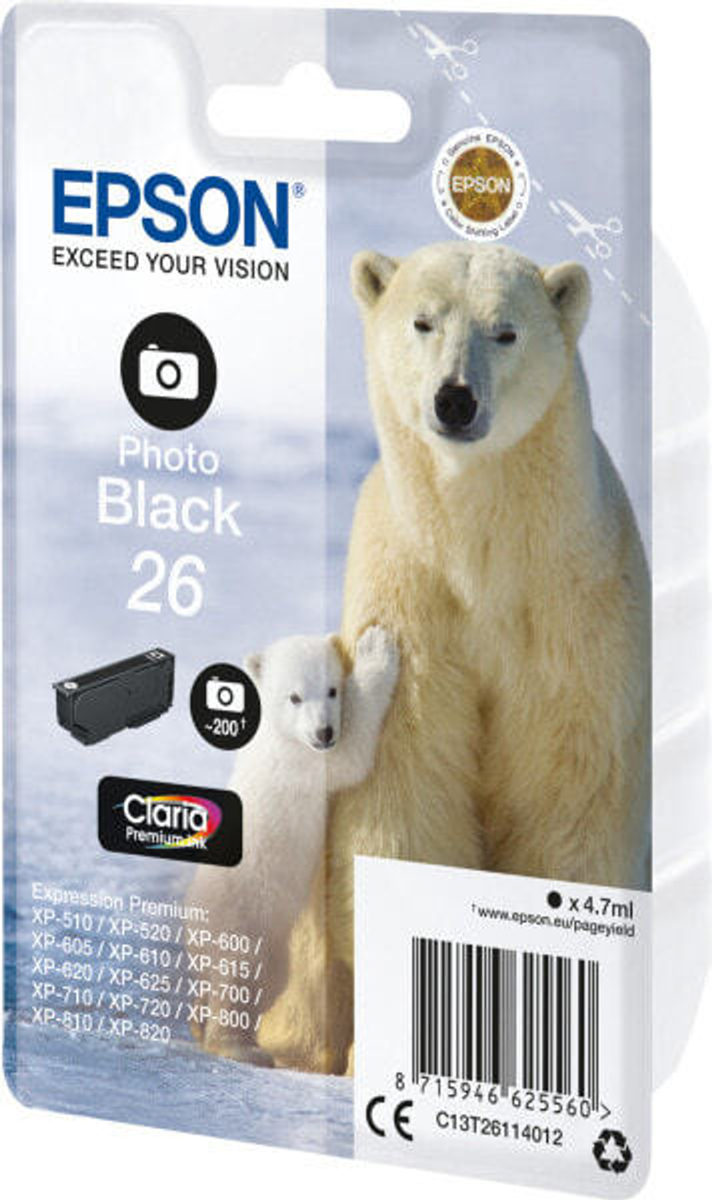 Epson Polar bear C13T26114022 струйный картридж Подлинный Фото черный 1 шт