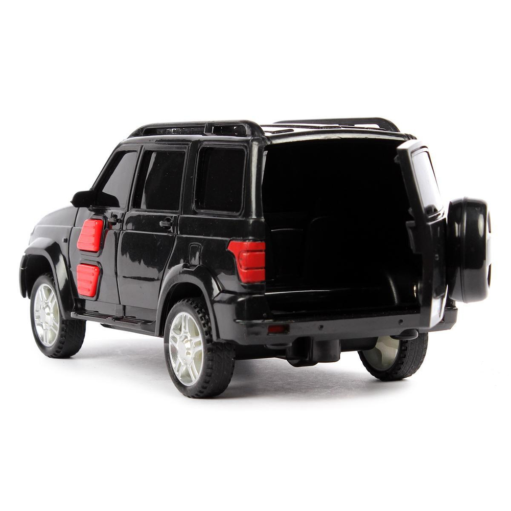 Модель ин. пласт. "UAZ Патриот" 15,5см, 2 кноп, черный, свет/звук коробка PATRIOTBLACK-15PL-BK (Технопа