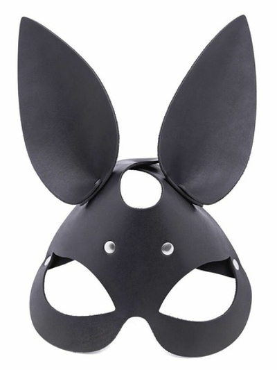 Черная гладкая маска Зайка с длинными ушками