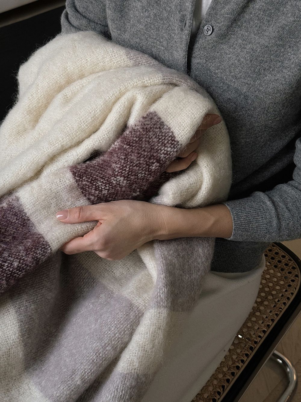 Плед мохеровый Over Horizon цвета марсала из коллекции Trendy Ruffles, 130х180 см