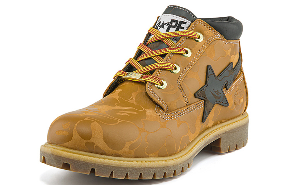 Timberland X Bape Nelson Premium Waterproof Chukka Boots "Wheat And Chocolate"