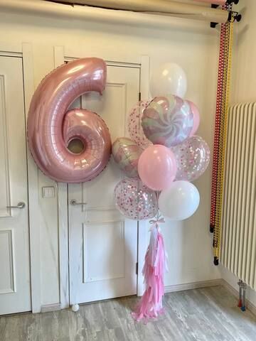 Шар цифра розовая с шарами