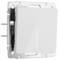 Выключатель проходной одноклавишный с подсветкой без рамки Werkel белый акрил W1112141