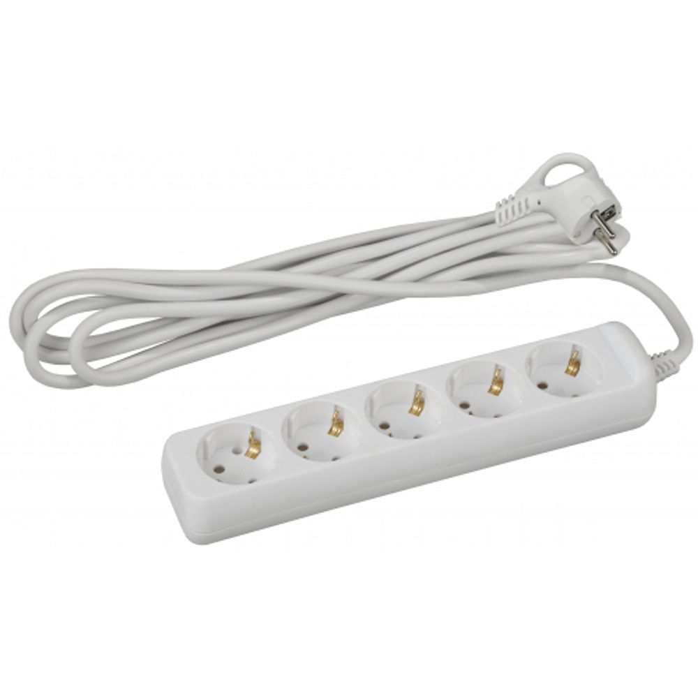 Удлинитель электрический ЭРА U-5e-5m-3x1 с заземлением 5 розеток 5м ПВС 3x1мм2 16А