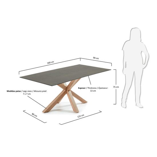 Arya Стол обеденный 160x90 древесный с керамической столешницей Iron Moss