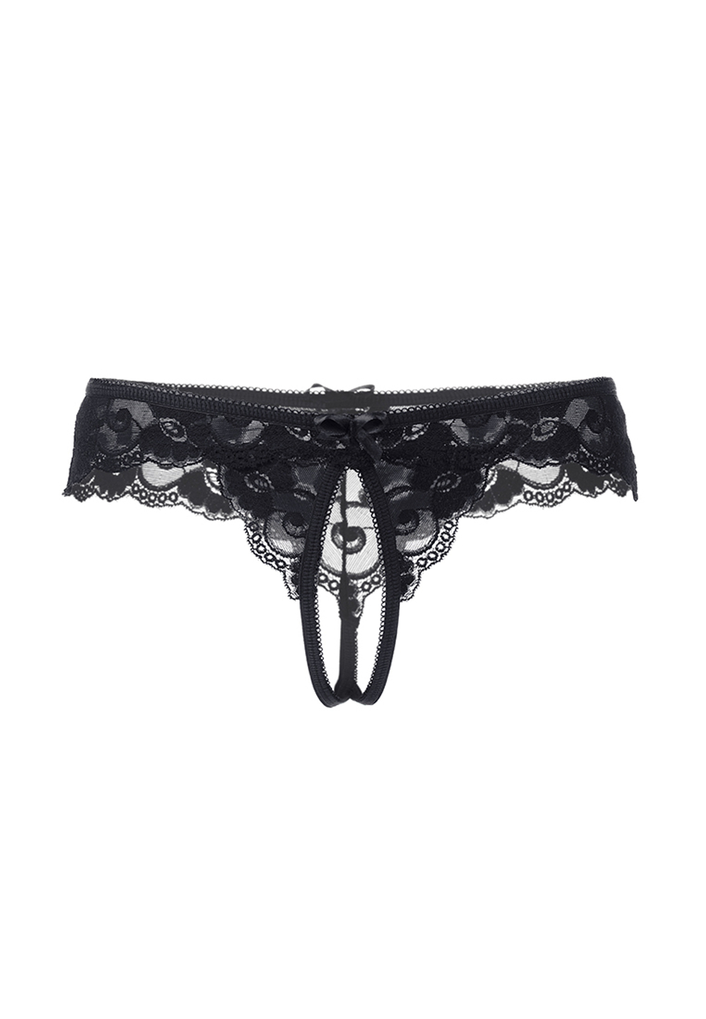 Эротические трусики Erolanta Lingerie Collection кружевные черные 46-48