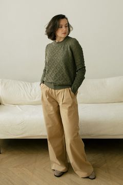 Джемпер А.Г., 50% хлопок, 50% акрил, цвет тёмно-оливковый