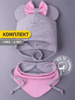 Шапка для девочек с ушками и снуд на осень