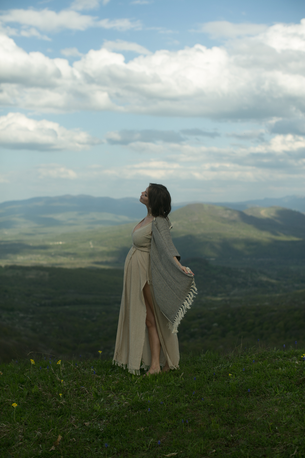 Бохо-накидка из фактурного хлопка (шоколад/волна)