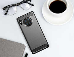 Чехол для Huawei Mate 30 Pro (Mate 30 RS) цвет Black (черный), серия Carbon от Caseport