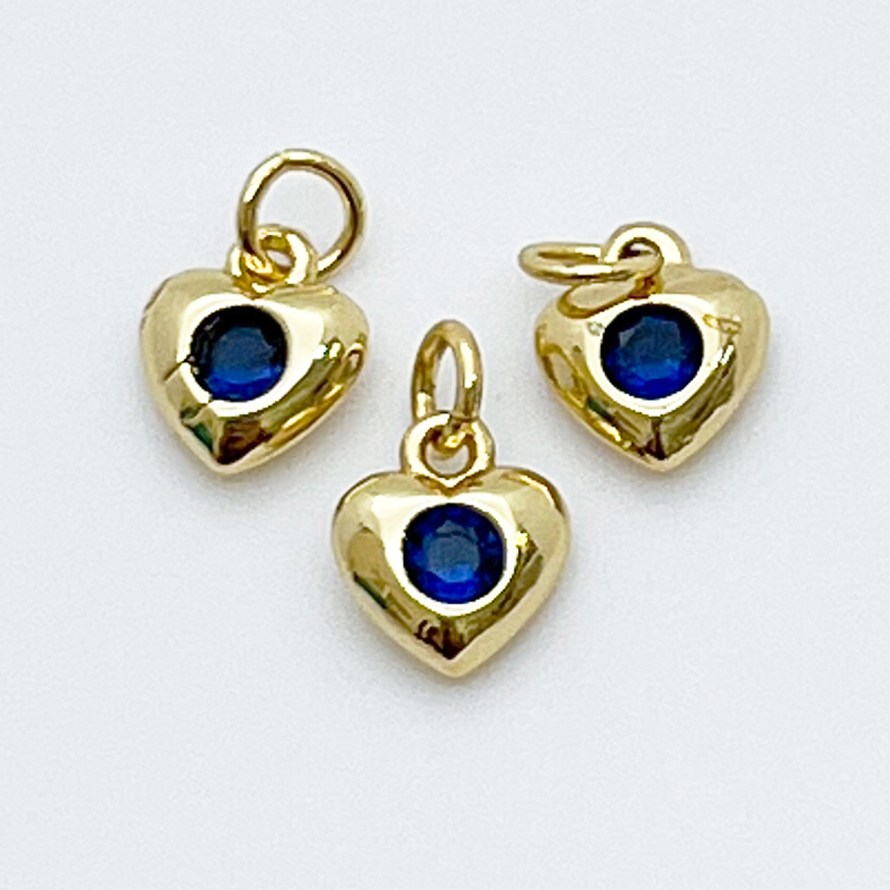 Подвеска Сердце, цвет золото, фианит, размер 7,5*6 мм, цена за 1 шт