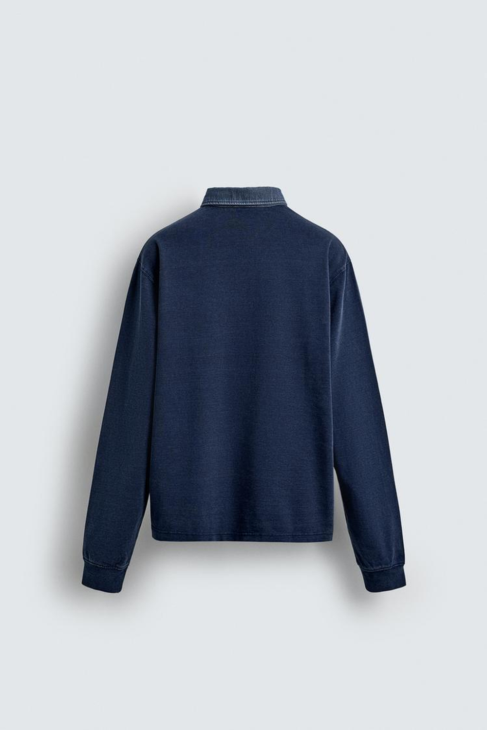 ZARA ТОЛСТОВКА-ПОЛО С КОНТРАСТНЫМ ВОРОТНИКОМ, СИНИЙ/ИНДИГО
