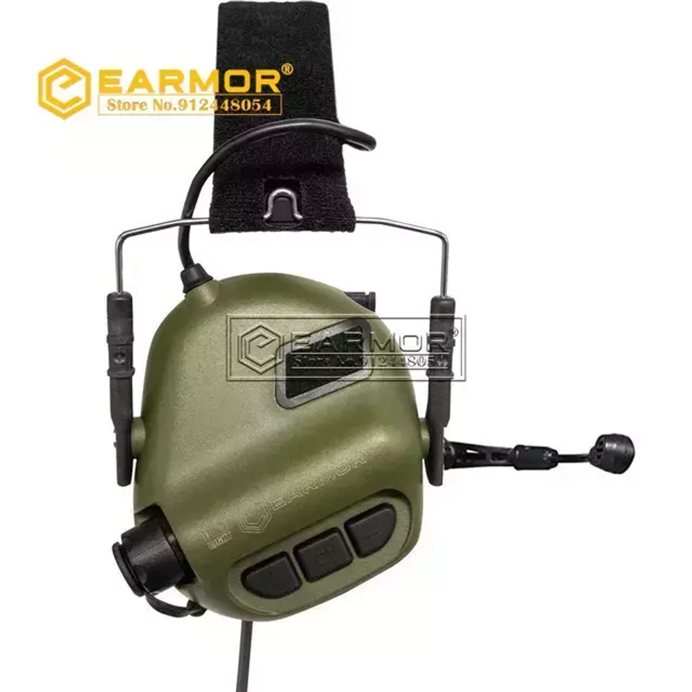 Наушники активные стрелковые Earmor ME5-GN-NOGEL с микрофоном и кабелем для тангенты 22-82 ДБ
