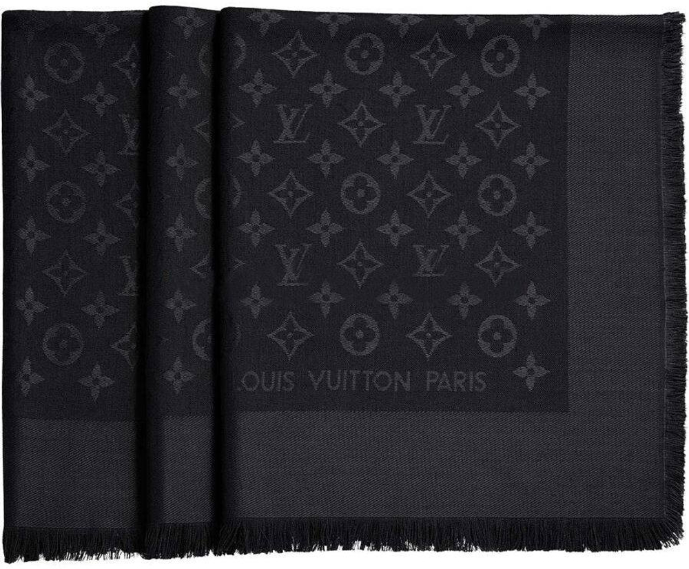 Купон шерсть с шелком Louis Vuitton черный с дизайнерским принтом