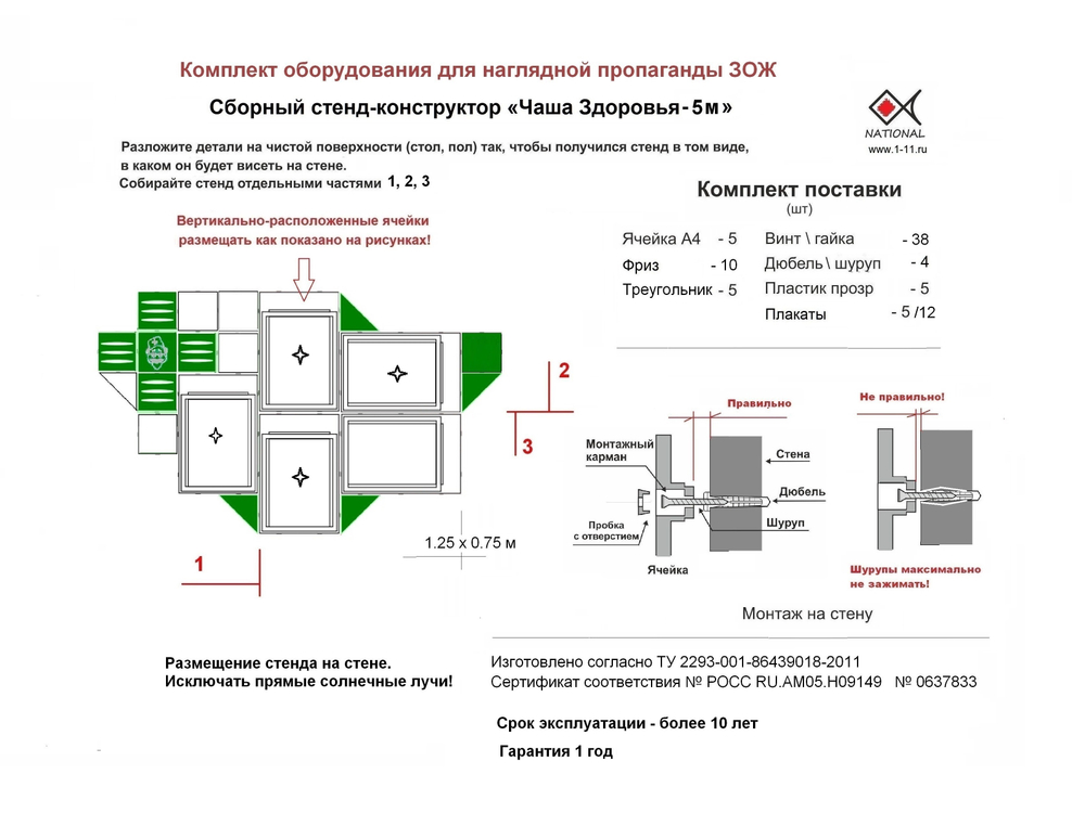 Вариант поставки Классного уголка