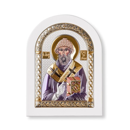 Спиридон, икона арочная, белое дерево, эмаль 175х225