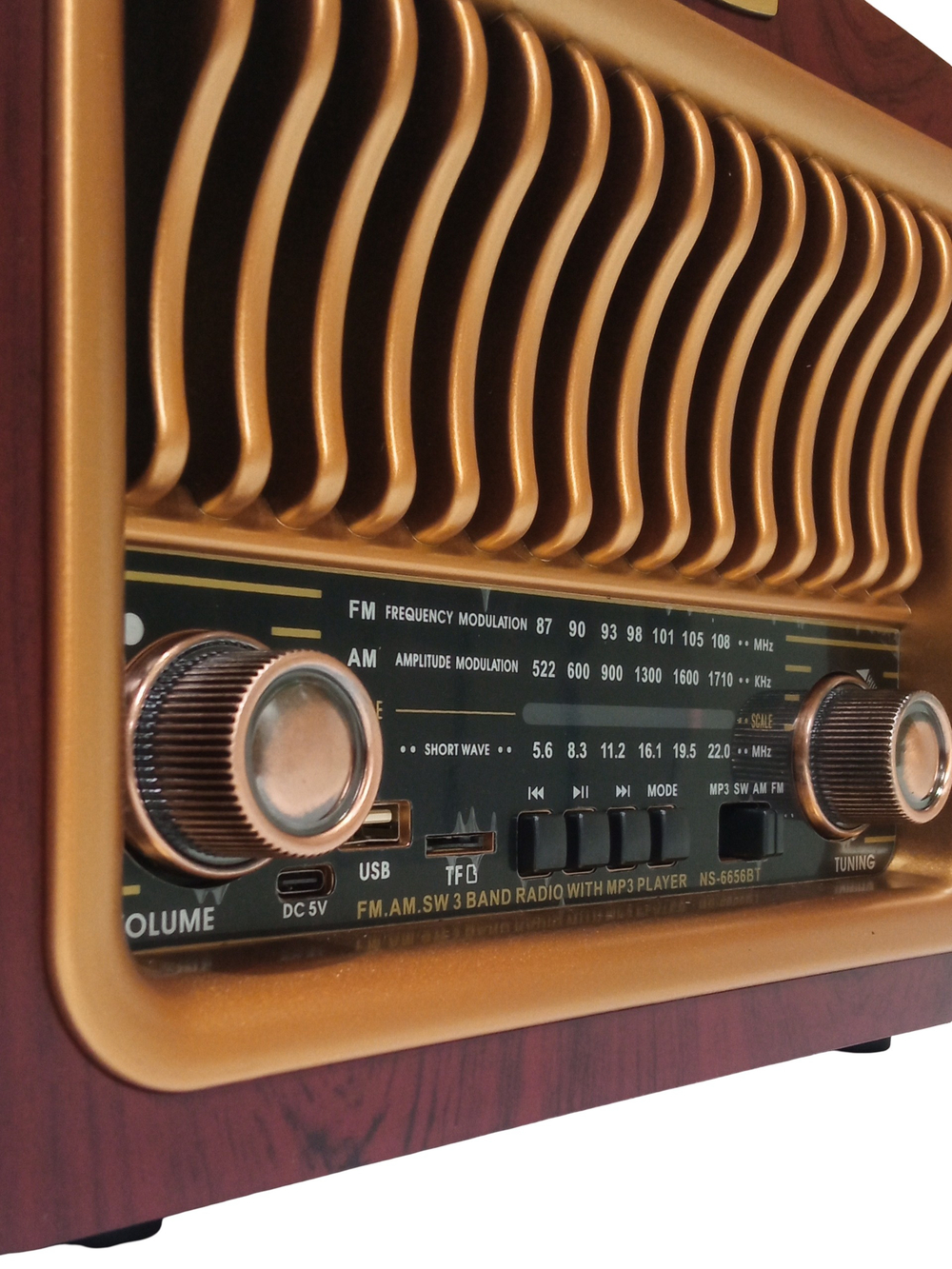 Радиоприемник в ретро стиле+MP3 плеер, Bluetooth TWS NS-6656BT