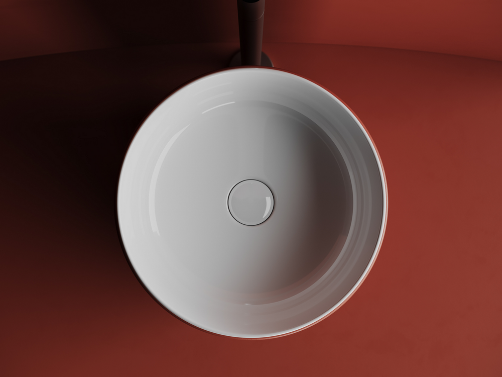 Раковина накладная круглая 356x356x135, цвет белый