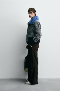 ZARA HARRY LAMBERT X DISNEY БОМБЕР В КЛЕТКУ С КОМБИНИРОВАННОЙ ОТДЕЛКОЙ, КОРИЧНЕВЫЙ/СИНИЙ