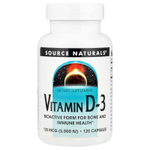 Source Naturals, витамин D3, 5000 МЕ, 120 капсул