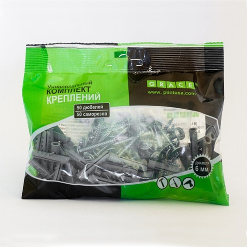 КОМПЛЕКТ GRACE КРЕПЛЕНИЯ ДЛЯ ПЛИТУСА 6/30ММ ПВХ (50КОМП)