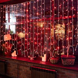 ULD-C2030-240-TWK RED IP67 Занавес светодиодный с эффектом мерцания. 3х2м. Соединяемый. 240 светодиодов. Красный свет. Провод белый. TM Uniel.