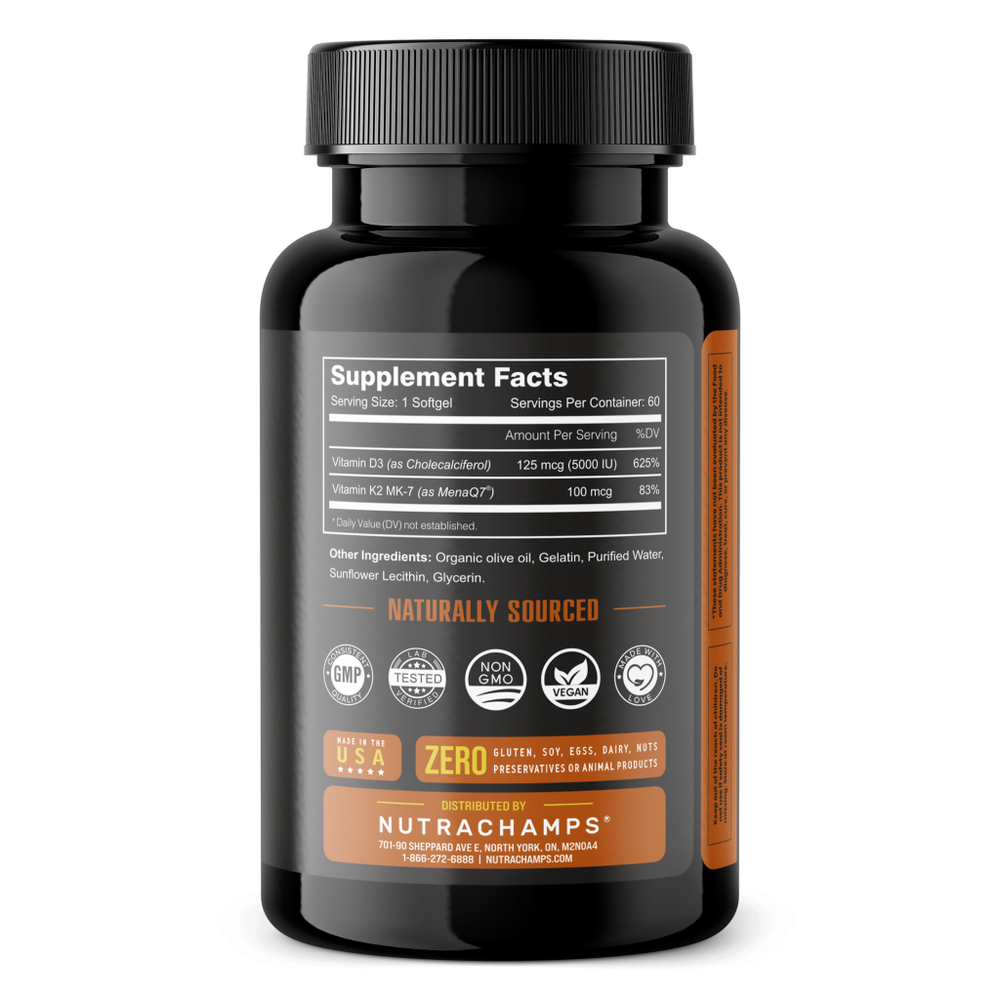 Nutra Champs D3+K2, 5000, 60 капсул