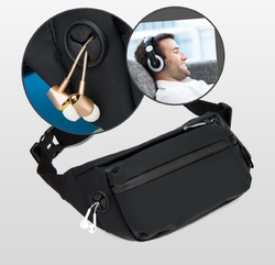 Сумка на пояс мужская через плечо на плечо поясная для документов спортивная, черная
