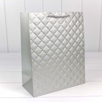 Пакет подарочный 26х32х12см Фигуры и узоры "Ромб" (Серебряный)