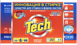 TECH Средство для стирки в листах fresh breeze 20 шт