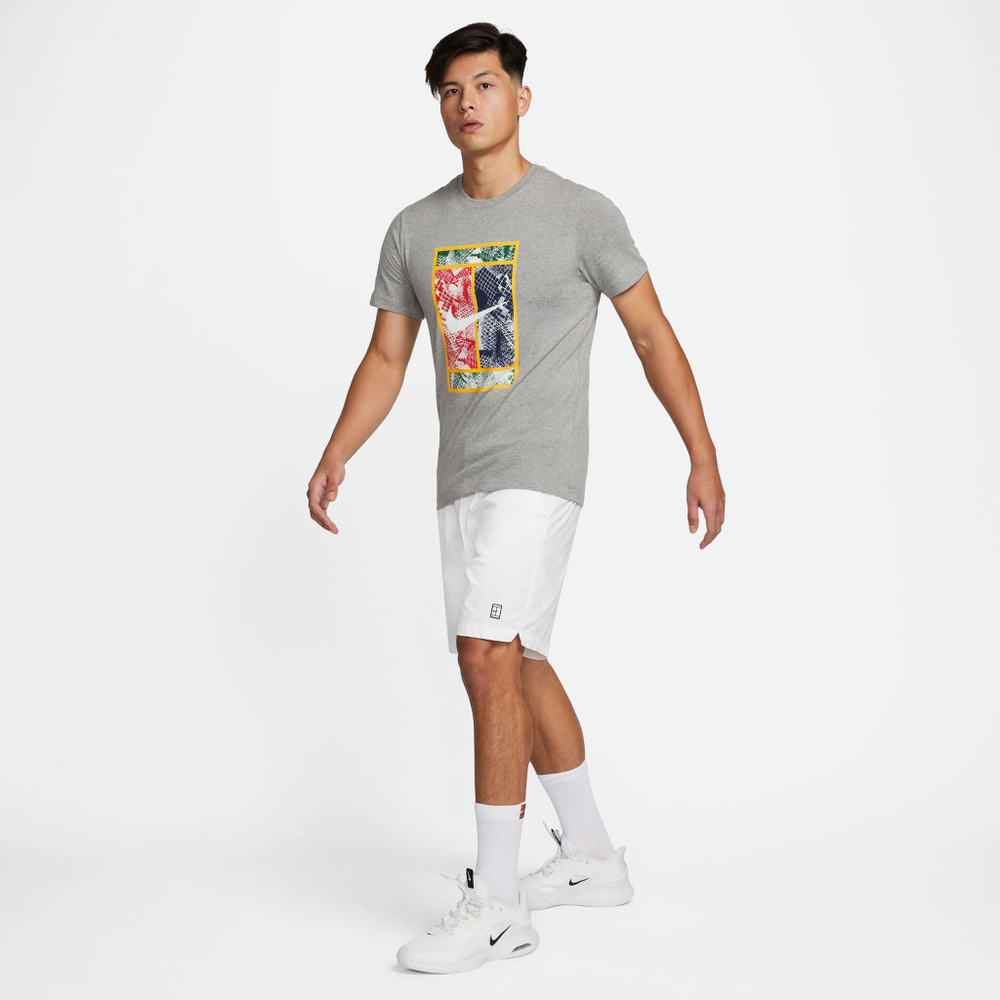 Мужское теннисное поло Nike Court Heritage T-Shirt Men - Grey, Multicoloured