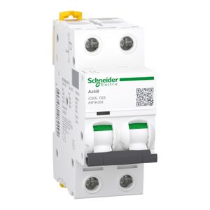 Автоматический выключатель Acti9 iC60L, 2 полюса, 63А, C, 15 кА, A9F94263, Schneider Electric