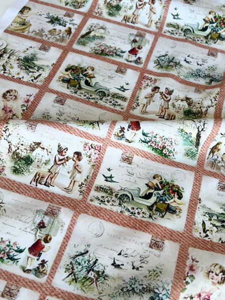 ВИНТАЖНЫЕ ОТКРЫТКИ, Купон 58/110 см - 100% хлопок 5