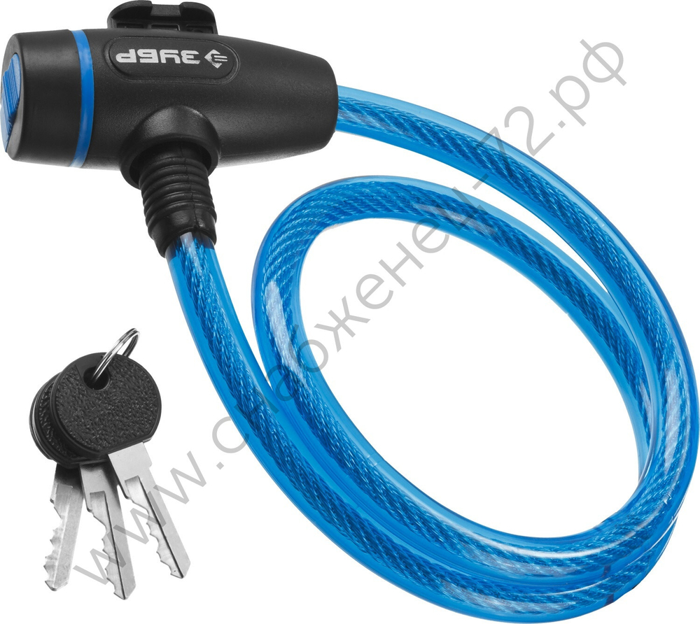 ЗУБР 650 мм, d 10 мм, 3 ключа, тросовый замок, Профессионал (37261-65)