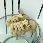 Prada Monolith Crochet Cage Sandals