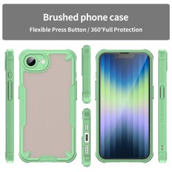 Чехол противоударный для iPhone 16e, боковые рамки зеленые, задняя крышка прозрачная тонированная
