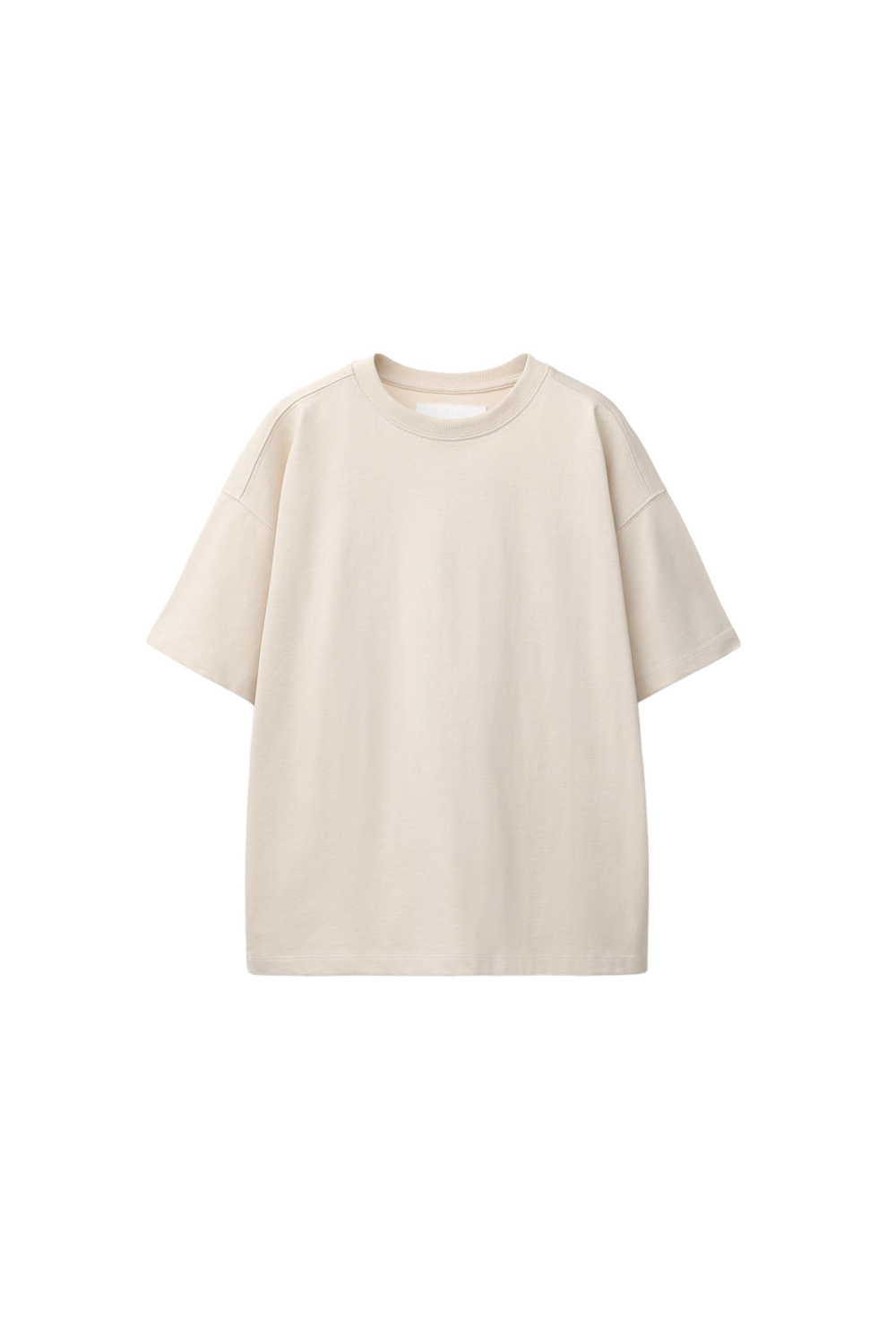 ZARA БАЗОВАЯ ОДНОТОННАЯ ФУТБОЛКА, СВЕТЛО-ПЕСОЧНЫЙ