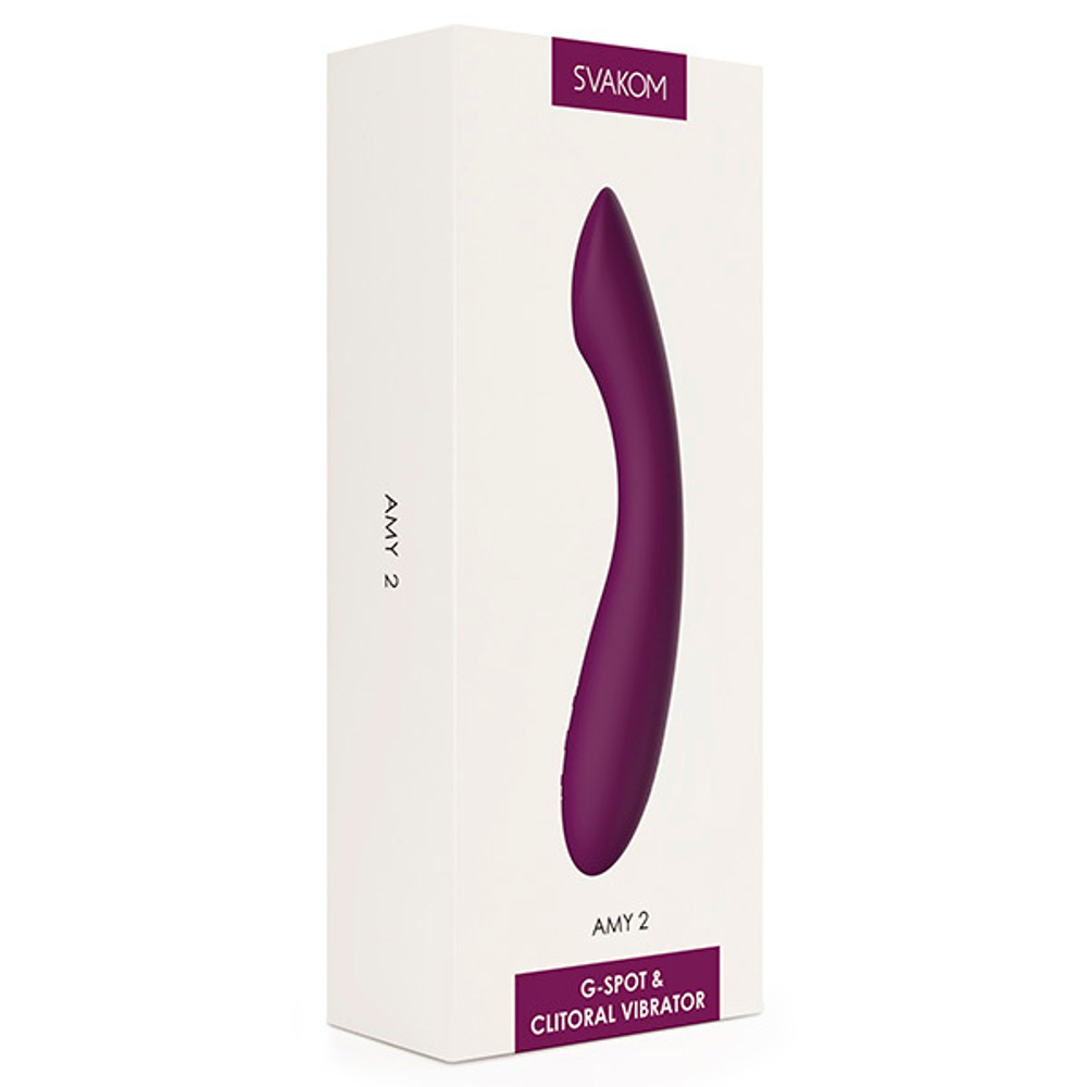 Сливовый изогнутый вибратор 17,4см для стимуляции точки G Svakom Amy 2 Strong Flexible G-Spot Vibrator SUV-02C
