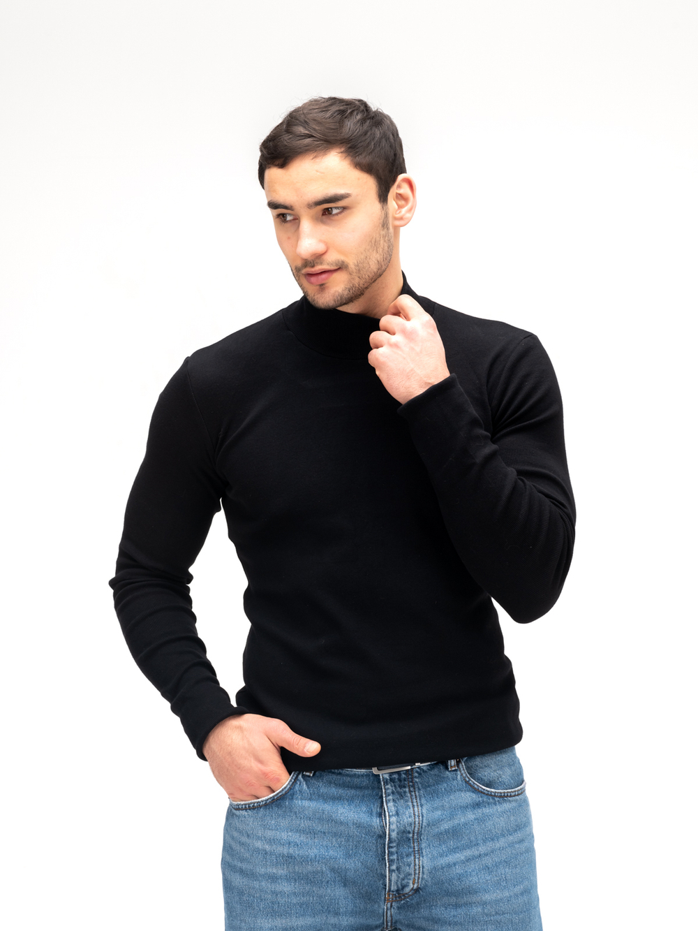 Водолазка мужская хлопковая. Черная