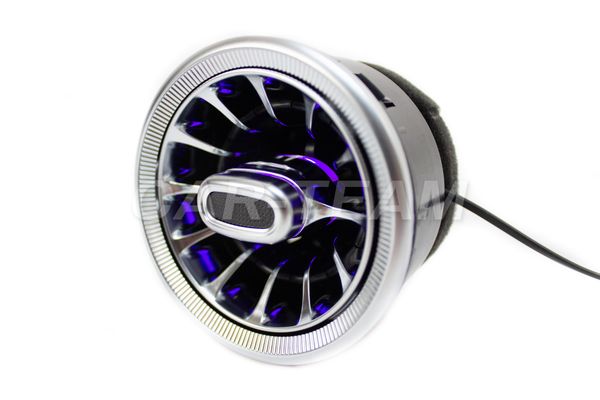 Сопло вентиляции (mini ver 2.0) в стиле AMG регулируемое с RGB подсветкой - серебро (1шт)