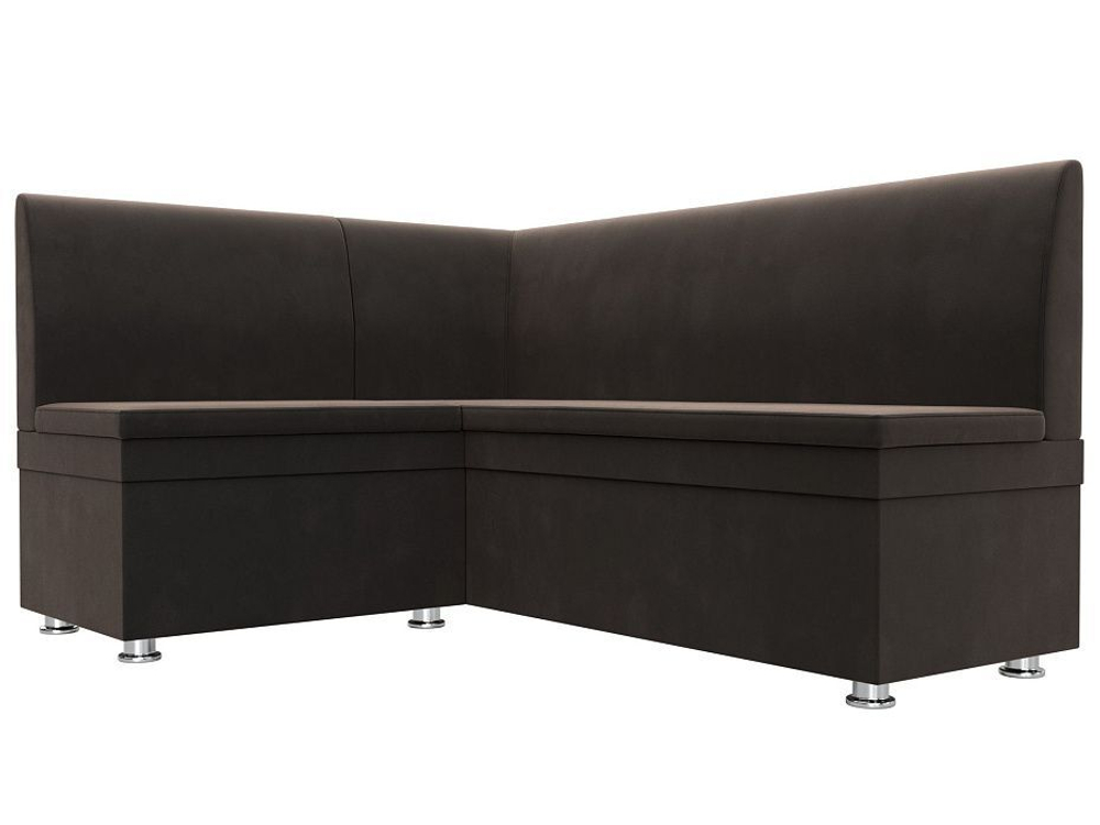 Диван кухонный угловой Уют левый угол, Коричневый, Велюр, 109624L