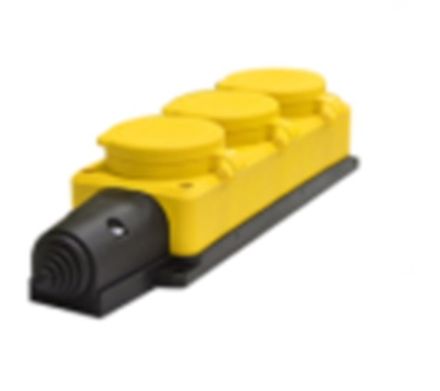 Колодка "UNIVersal" 3-х местная однофазная с заглушками "КОМПАКТ" с/з каучук 16А 250В IP44 желтый