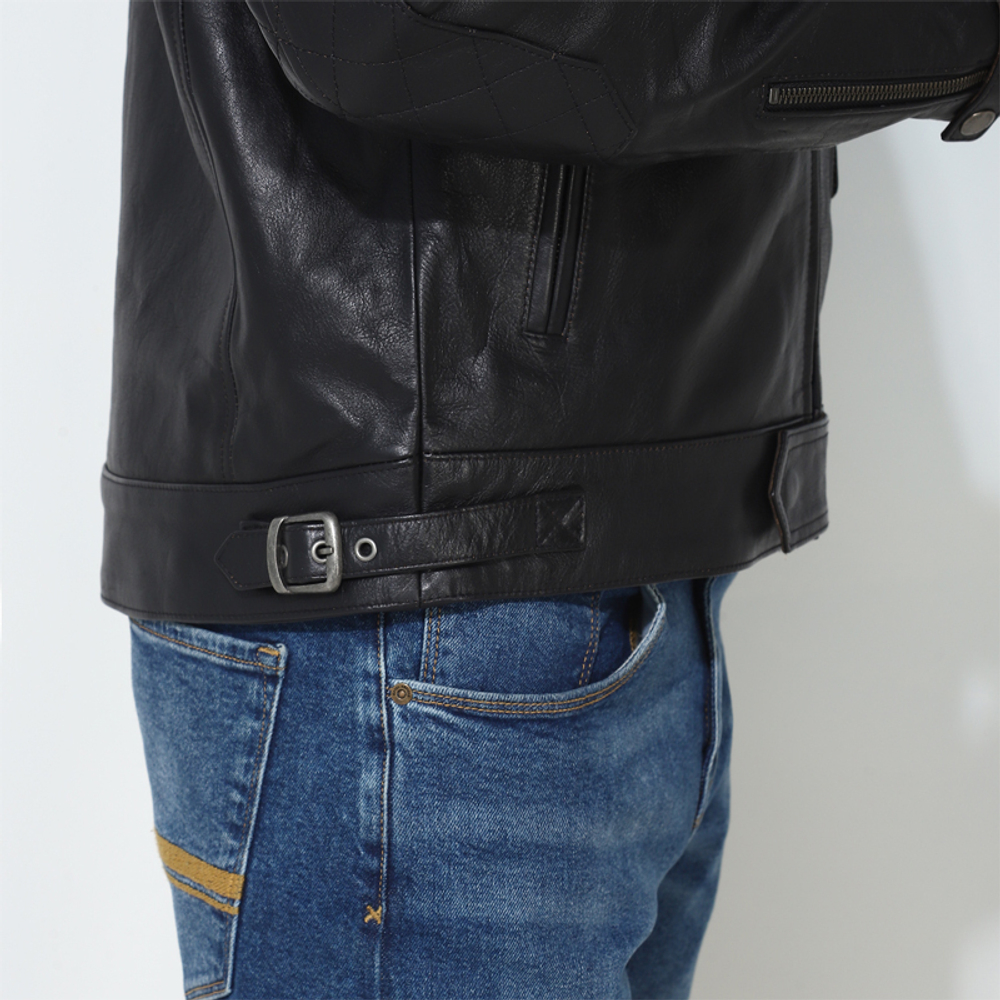 Куртка мужская кожаная Royal Enfield, цвет - черный, размер - L, арт. RLAJKA231140 (JKA230011BLACK)